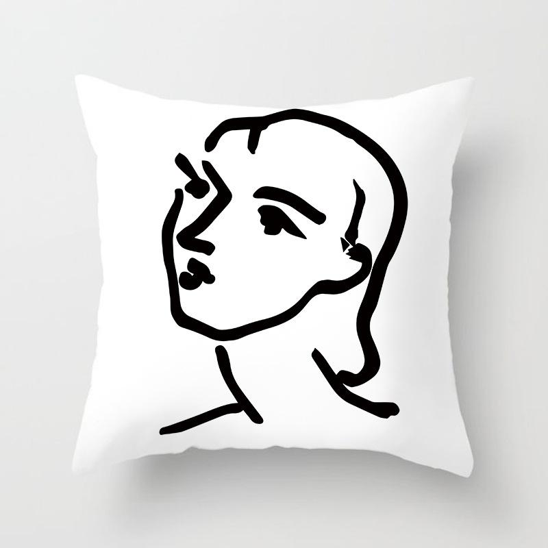 New Ins Nordic-style Pillowcase Geometric Abstract Art Figure Blue Pillow Cushion Cover