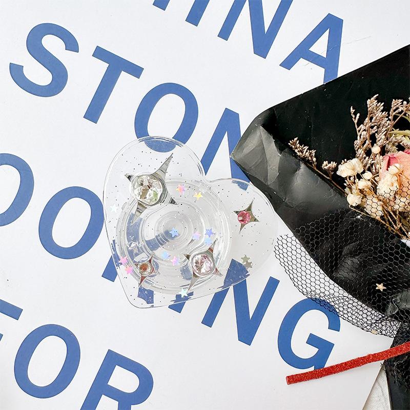 Glitter Wind Star Sequin Mobile Phone Case Airbag Bracket Love Rhinestone Gem Retractable Desktop Support Frame