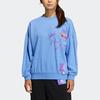 Adidas Neo Alphabet Print Sports Long Sleeve Crew Neck Sweatshirt Women Tops Blue IA6772