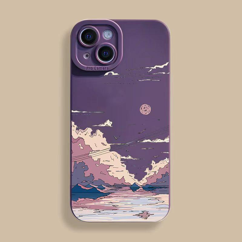 Für iPhone 14 15 Plus Hülle Für iPhone 13 14 15 Pro Max 12 13 Mini XR XS X 7 8 Plus Sonnenuntergangslandschaft Silikon Stoßfest Weiche Hülle