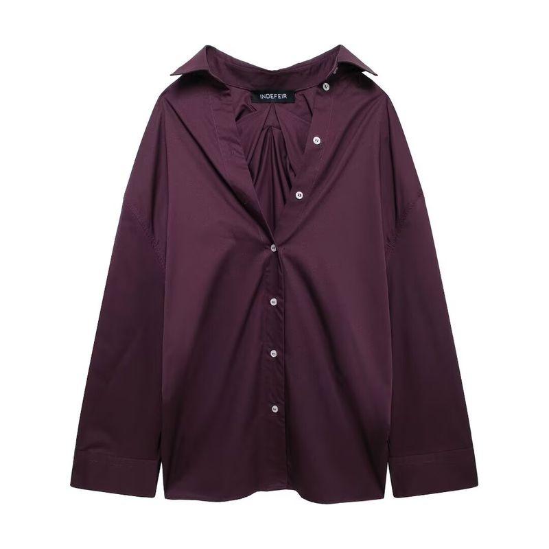 Kaslead New Arrival Women's Clothing Fashion Style Fashion Minimalist Back Pleated Loose Shirt 3067118