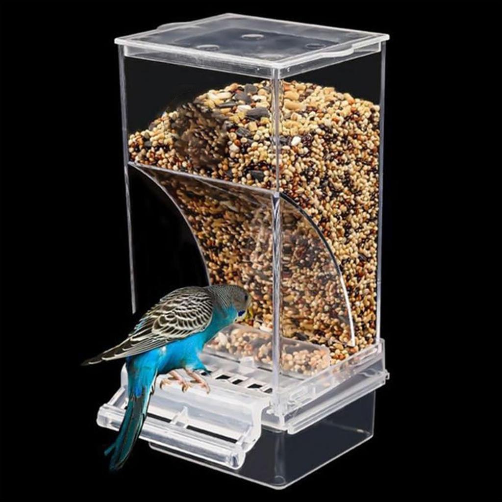 Antispilling Birdcage Feeder Parrots Feeding Box for Budgies Automatic Bird Feeder Seed Container Bird Feeding Supplies