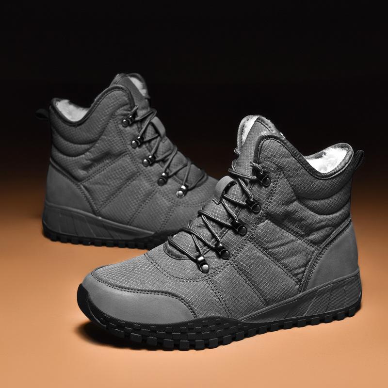 Winter new large size couple high top snow boots velvet warm tarp outdoor men's shoes