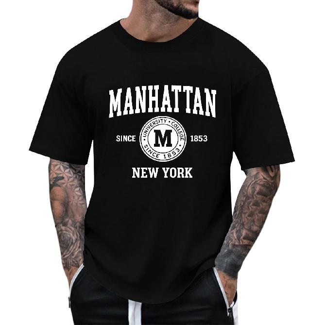 KESIHAN Mens Manhattan New York Graphic T Shirt Cotton Crewneck Casual Tee