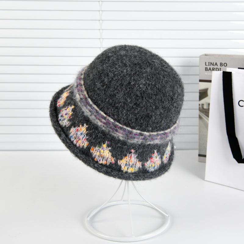 Chapeau Bob Jacquard Pétale Fair Isle 2025 en Laine - Tricot Mince Décontracté pour Femme pour Automne & Hiver