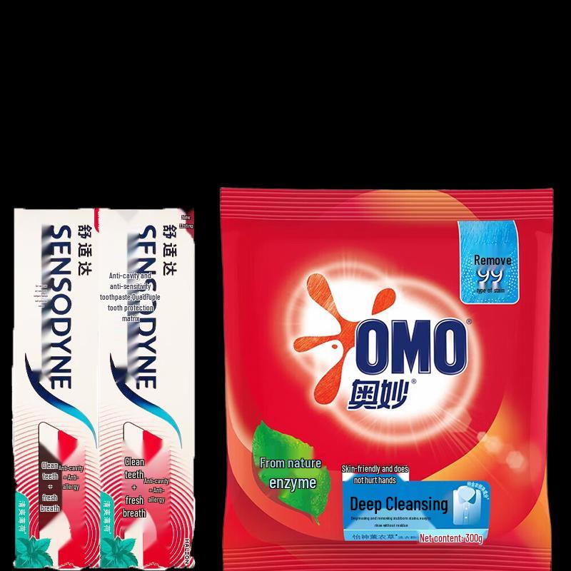 

Набір: Зубна паста Sensodyne та пральний порошок OMO