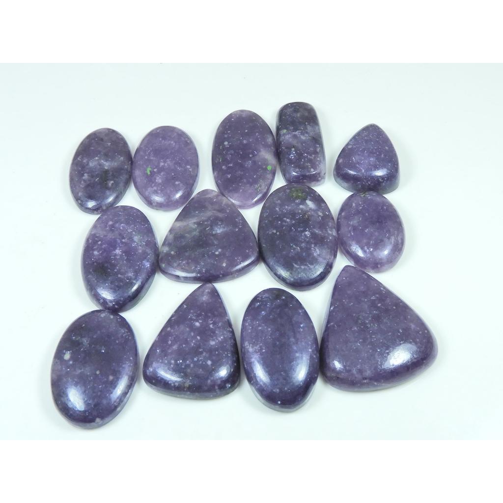 325Cts. Natural Lepidolite Mix Shape Cabochon Loose Gemstone 13 Pcs Lot C-3441