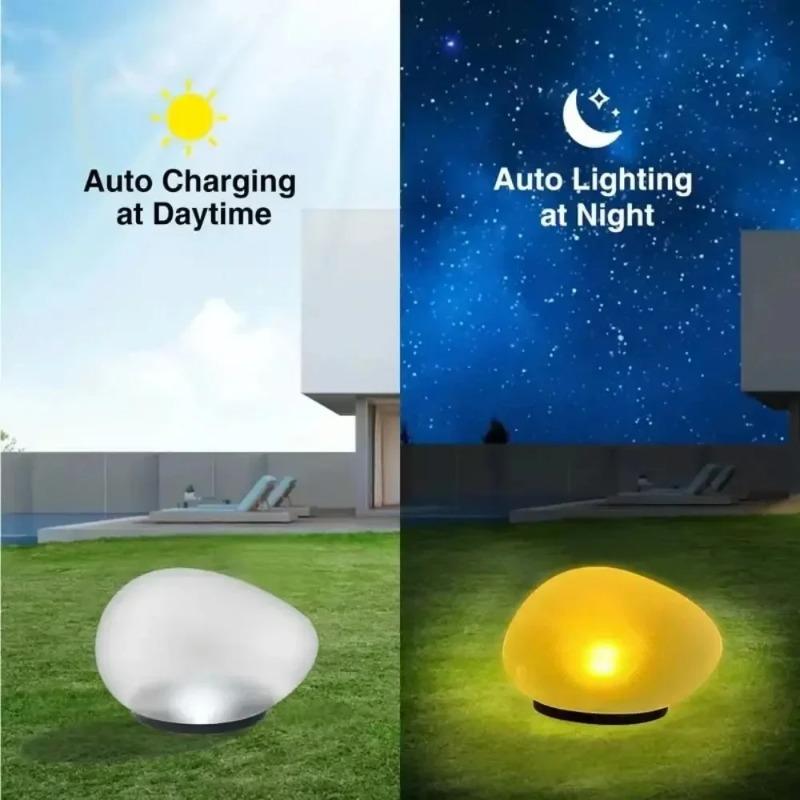 Solar Powered Lamp Simulation Pebble Courtyard Lamp Outdoor Garden Lawn Lamp Simulation Stone Trail Landscape Garden Decoration