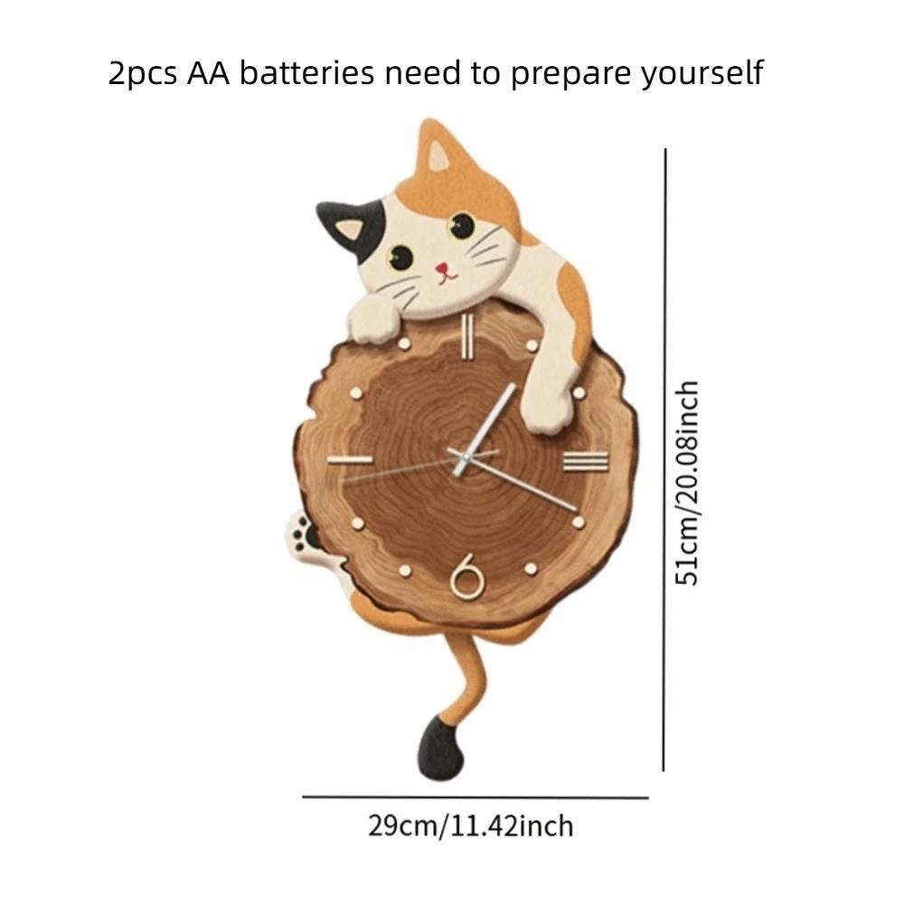 Tail Swing Wall Mounted Clock Cute Cat Hanging Clock Modern Style Cat Wall Clock  Bedroom