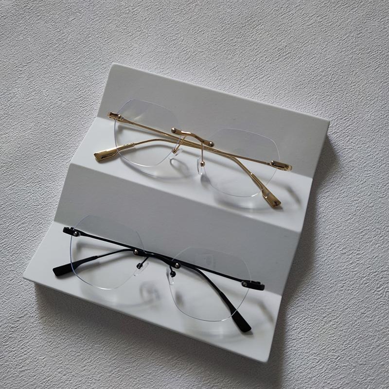 2pcs/Set Rimless Anti-blue Light Glasses For Women Men Fashion Designer Blue Light Blocking Computer Goggle Office Accessory
