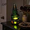 Creepy Haunted House Props Halloween Witch Cauldron Lamp Figurine Resin Scary Witches Lighted-Up Boiling Shadow Cauldron Festival Supplies