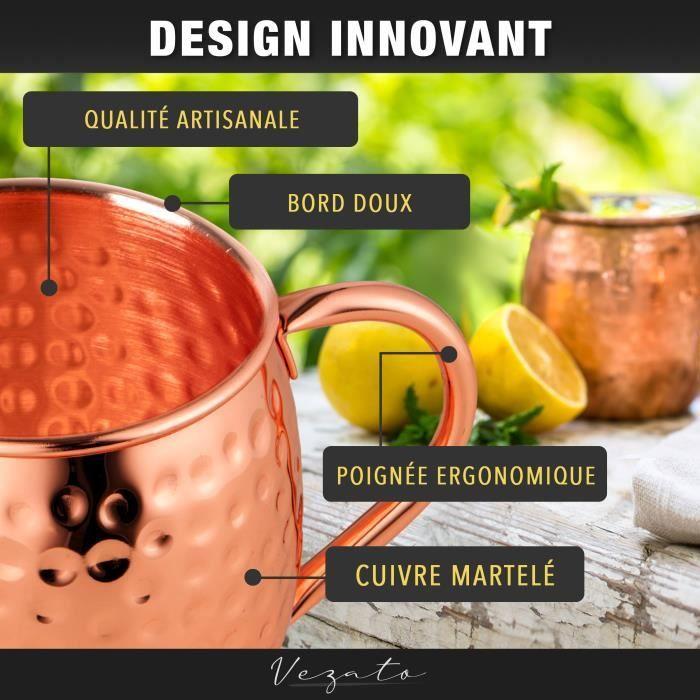 Verre moskau mule - vezato - 500ml - cuivre - 4 pièces - fait main