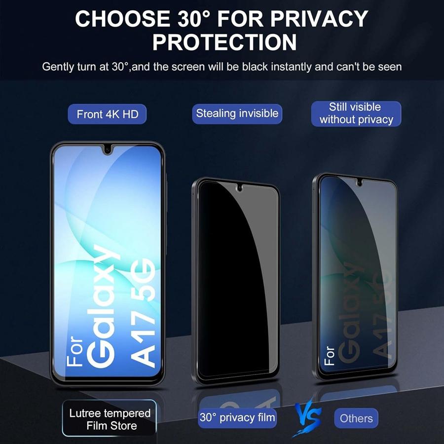 Datenschutz Panzerglas für Samsung Galaxy A17 5G/A17 /A26 5G 2+2 Stück Anti-Spionage Displayschutz + Kameraobjektiv-Schutzfolie 9H Anti-Peeping Glas