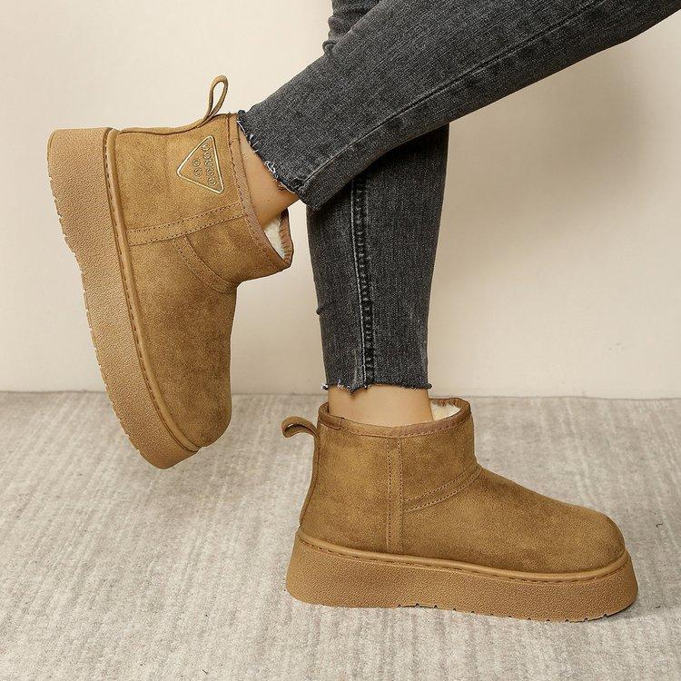 New Winter Women's Shoes, Winter Velvet Thickened Warm Cotton Shoes, Thick-soled Snow Boots Women's Fur