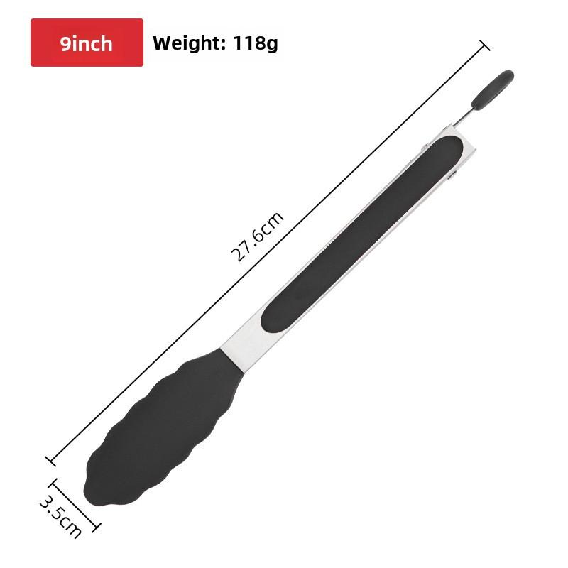Stainless steel silicone food tongs tool, thickened heat-resistant kitchenware, barbecue tongs, grilled steak food tongs,