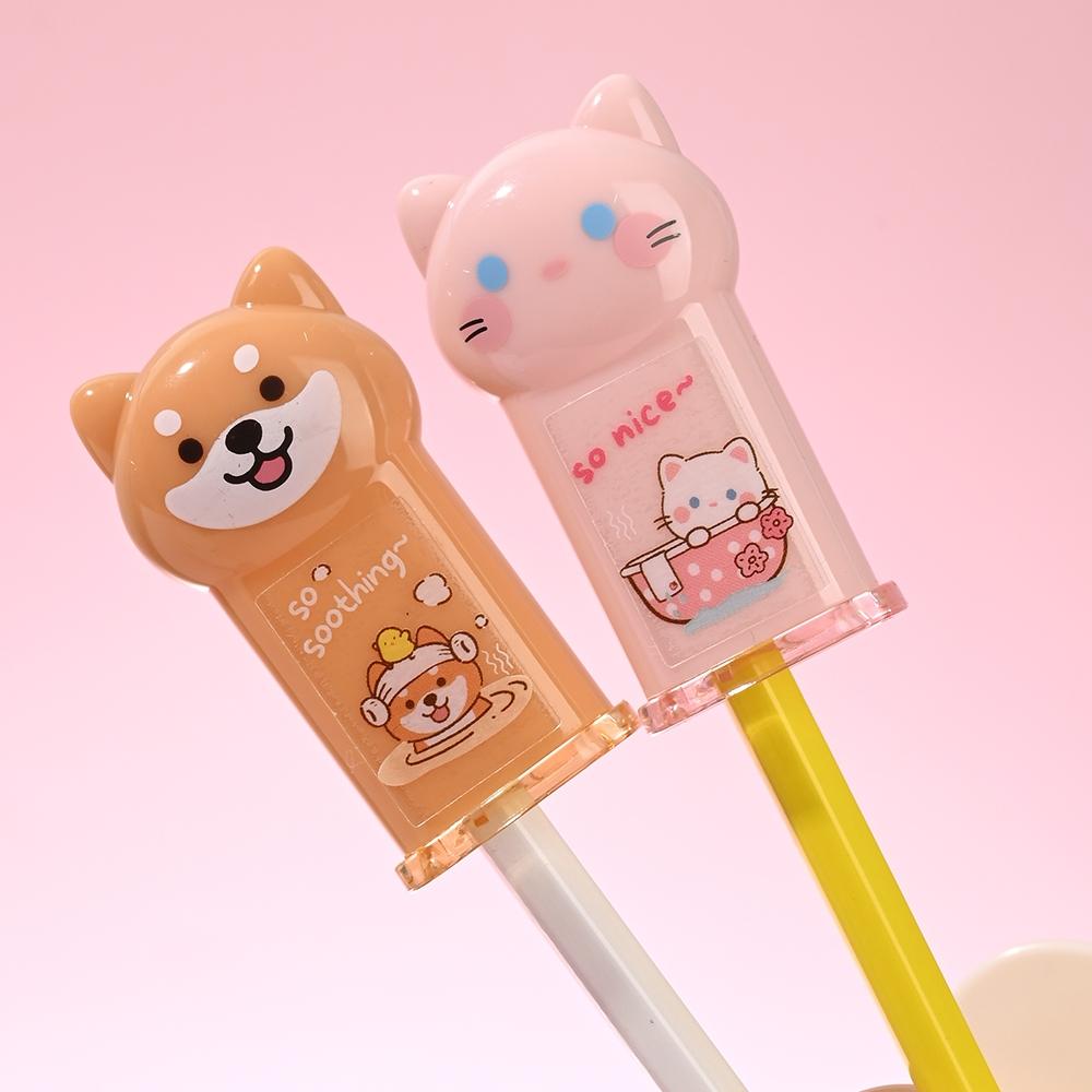 1/4pcs Cozy Cat Pencil Sharpener Mini Transparent Cartoon Kitties Manual Sharpeners Stationery School Kids Gift Reward