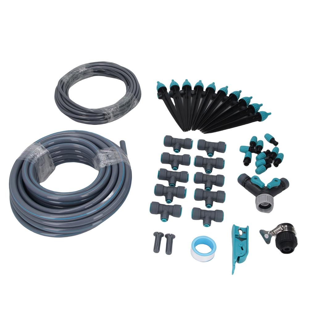 10m Greenhouse Micro Drip Irrigation Kit with Tubing Hose Adjustable Nozzle Garden Watering System for Garden Bed Yard Lawn