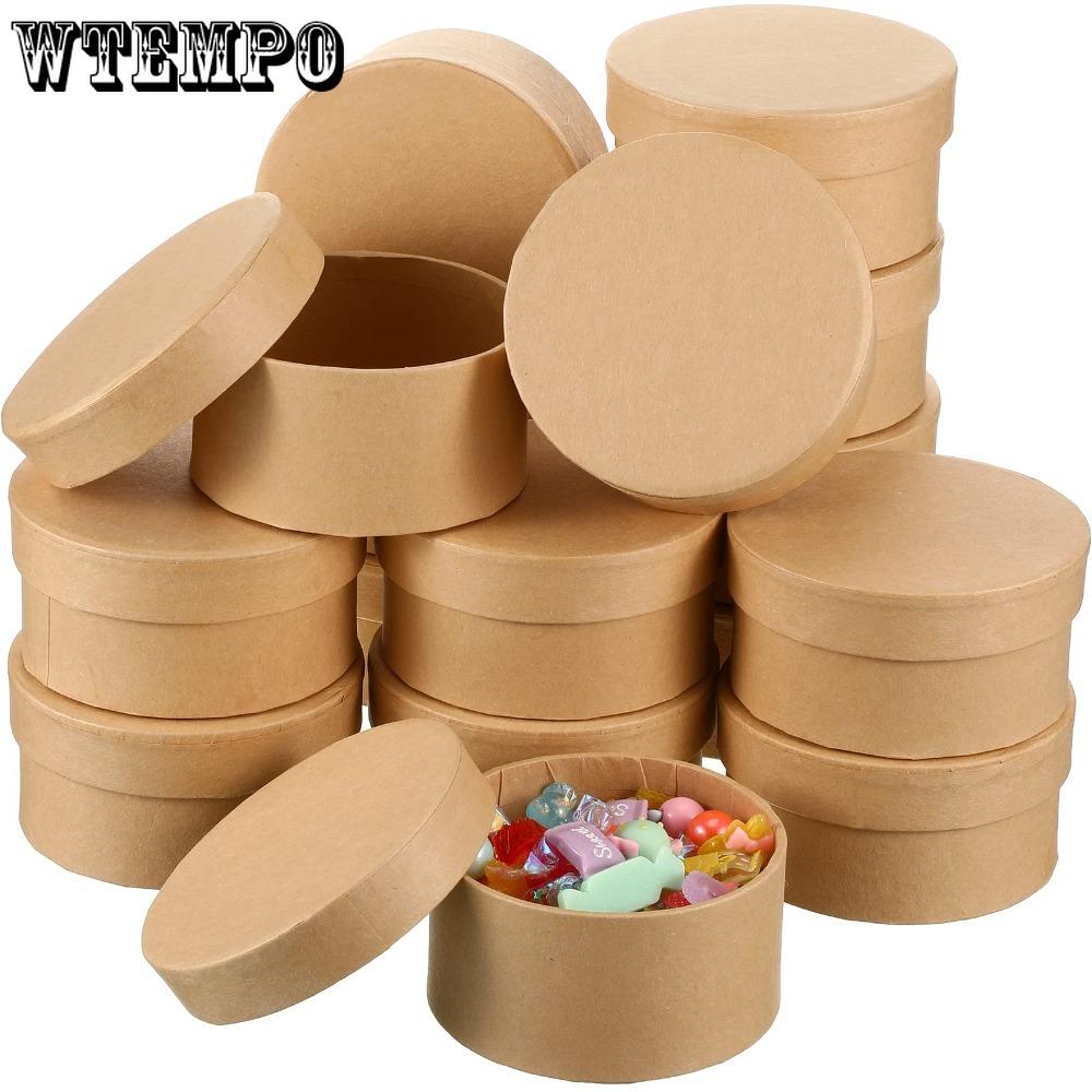 4pcs Round Paper Mache Box Mini Gift Box with Lid Gift Wrap Box Nesting DIY Cardboard Craft Empty Boxes Party Favor Box