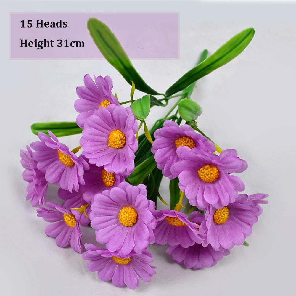 New 7/15 Heads Autumn Decoration Flower Plastic Silk Flower Yellow Yellow Sunflower Office Wedding Flower Home Decoration