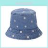 New Spring Summer Floral Embroidered Fisherman Hat Women Korean Style Sun Hat Cute Black Blue Flower