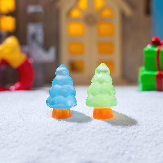 10 stk Mini juletredekorasjon Glow in The Dark Harpikshåndverk gjør-det-selv-dukkehus Snøhage Desktop Miniatyr juletrepynt Feriedekor