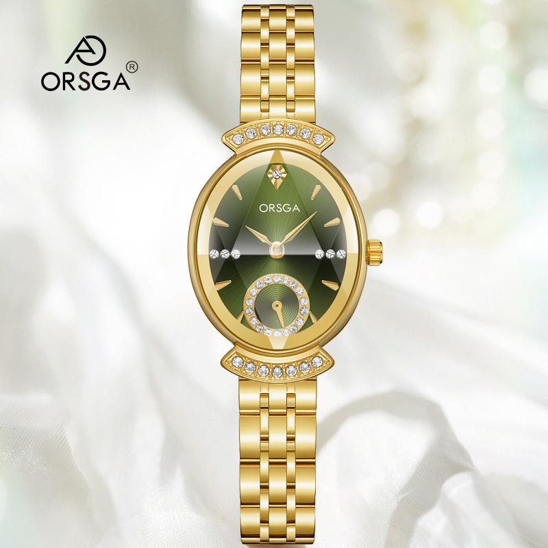ORSGA Women's Oval Diamond-set Fashion Watch with Prismatic Mirror and Quartz Movement