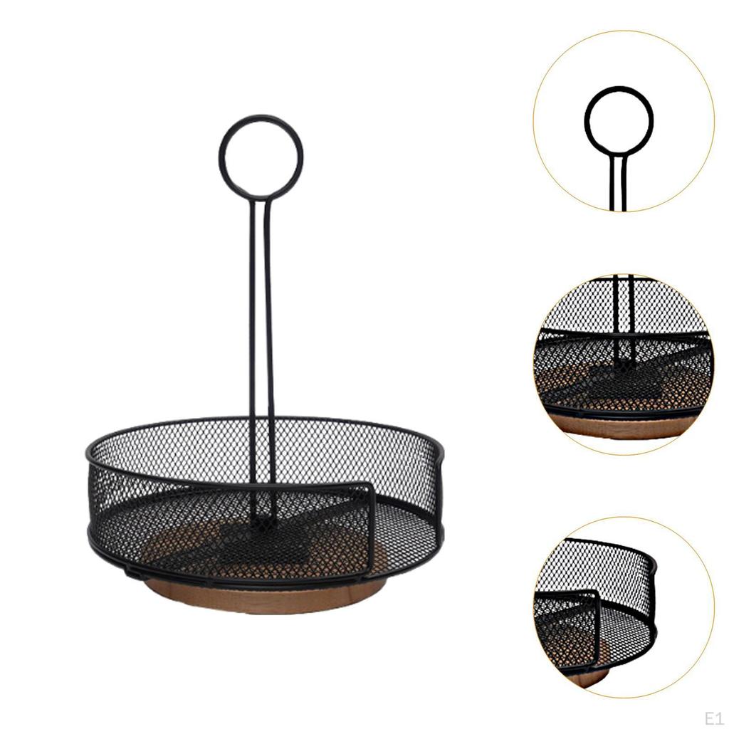 Seasoning Sauce Holder Metal Storage Rack Basket with Display Handle Rotating