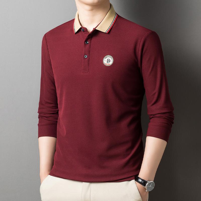 Autumn New Middle-aged Men's Long-sleeved T-shirt Men's Dad's Casual Loose Lapel Men's Polo Shirt for Men