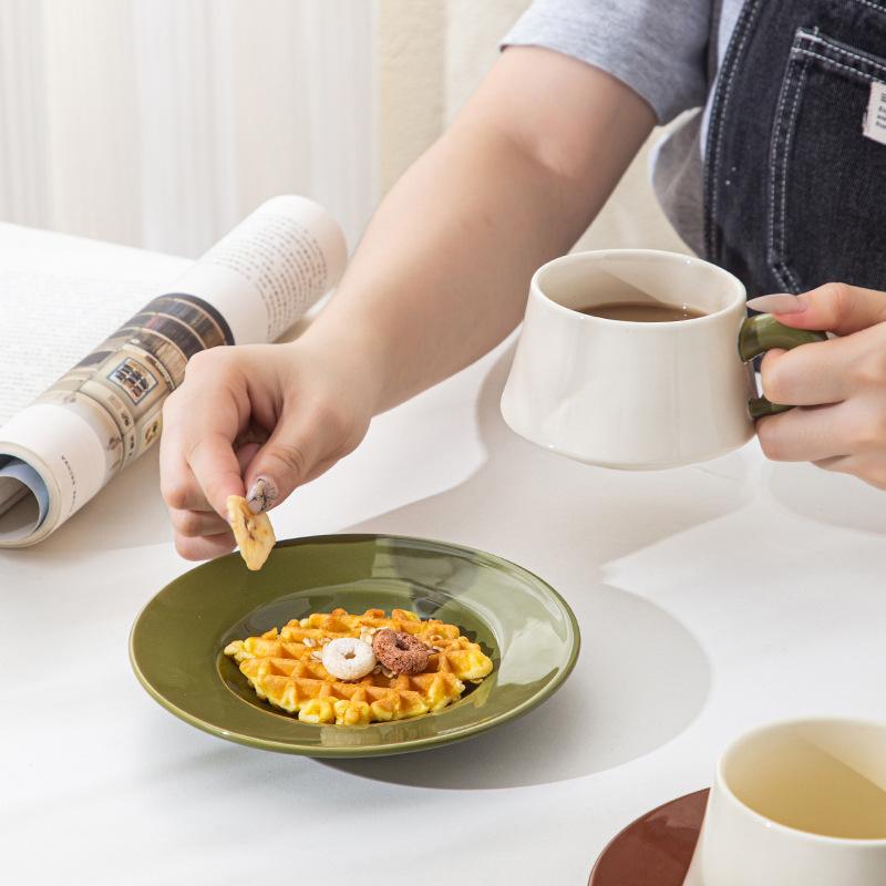 Simple Coffee Cup And Saucer Set Creative Ceramic Latte Cup Restaurant Home Afternoon Tea Breakfast Cup Water Cup