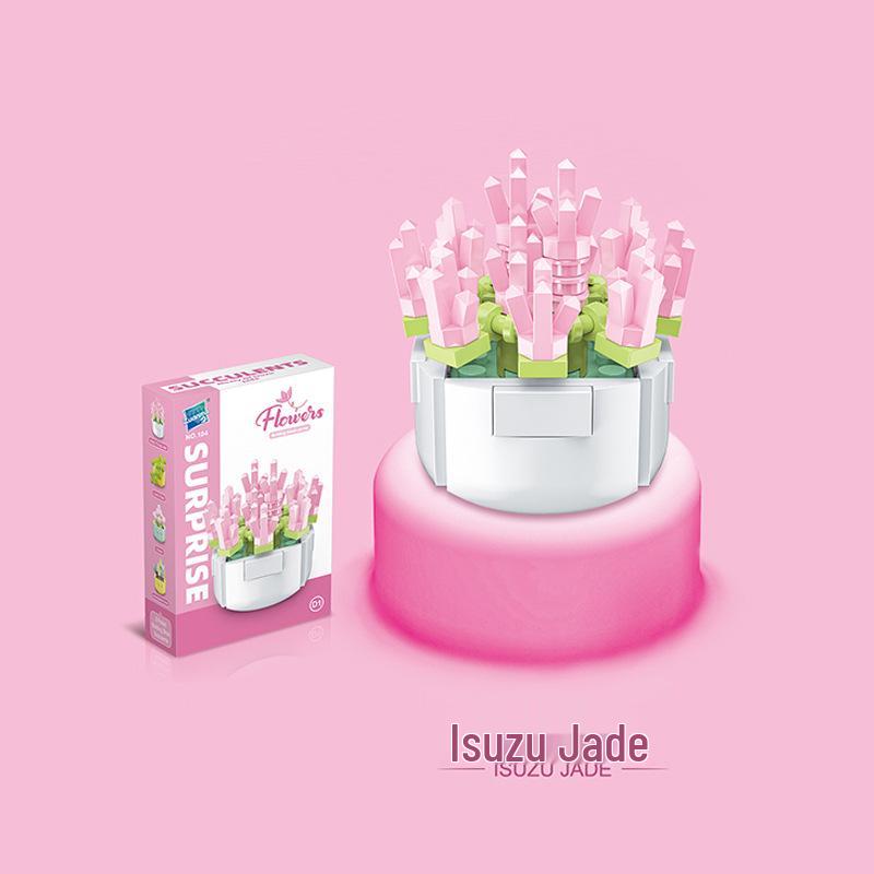 Kids' Educational Interlocking Building Blocks - Flower Potted Plant (Rose & Epiphyllum) Compatible with Top Building Block Models