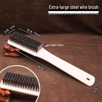 Steel Wire Brushes with Wooden Handle for Rust Removal and Polishing, Suitable for Antique Play and King Kong Bodhi Walnut Cleaning.