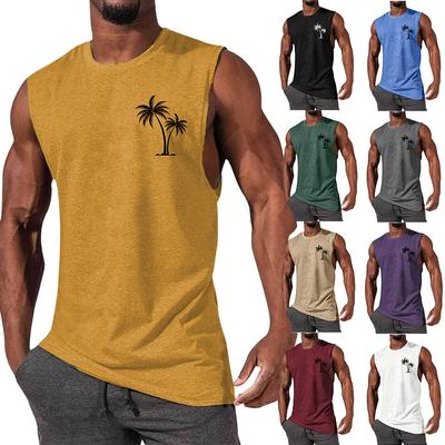 Men's Sports Casual T-shirt Solid Color Sleeveless Vest Breathable Gym Fitness Training T-shirt Everyday Street Joker Top