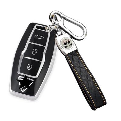 ZANEKO New Outlander Key Case Compatible with Mitsubishi New Outlander PHEV GN0W Key Cover Outlander Smart Key Case, Silver Black