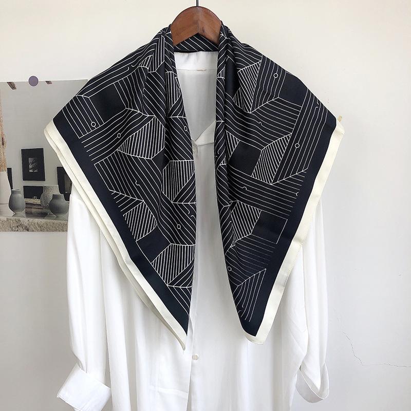 90CM Four Seasons Square Large Square Scarf Luxury Decorative Shirt Professional Headscarf Hairband Sunscreen Headscarf