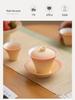 Gradient Fireworks Blooming Gaiwan Teacup Set - High-end Ceramic Kung Fu Tea Set with Gift Box for Spring Festival Souvenir
