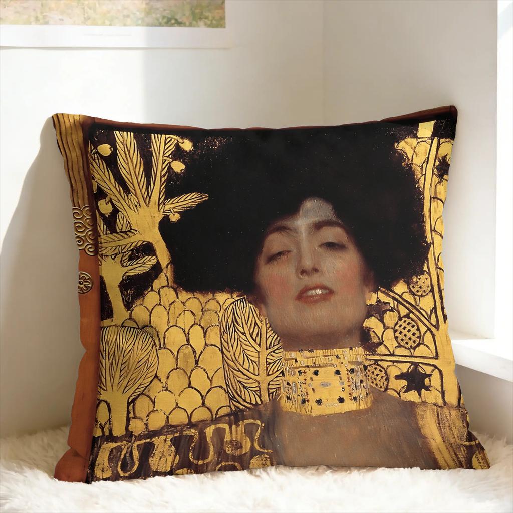 Gustav Klimt Kunst Kissenbezug Druck Kissenbezug Neuheit Kissenhülle für Sofa Couch Bett Wohnzimmer