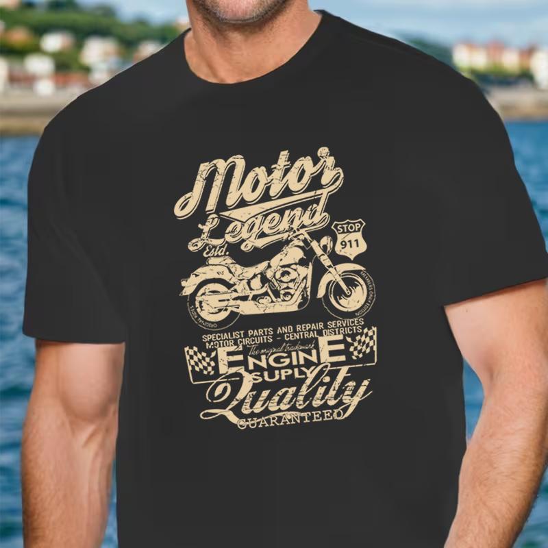 Мотолегенда Байкер Мотоцикл Мужская Светлая Футболка Футболка С Коротким Рукавом Повседневная Мужская Футболка S