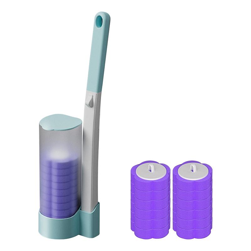 Disposable Toilet Brush Cleaner With Long Handle Bathroom Cleaning Sponge Brush With Replaceable Brush Head Toilet Accessories