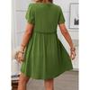 Summer Vacation V-neck Short Sleeved Ruffled Dress for Women Dress