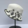 French Elegant Retro Curled Double Flower Straw Hat Women'S Summer Bucket Hat Foreign Air Basin Hat Sun Hat