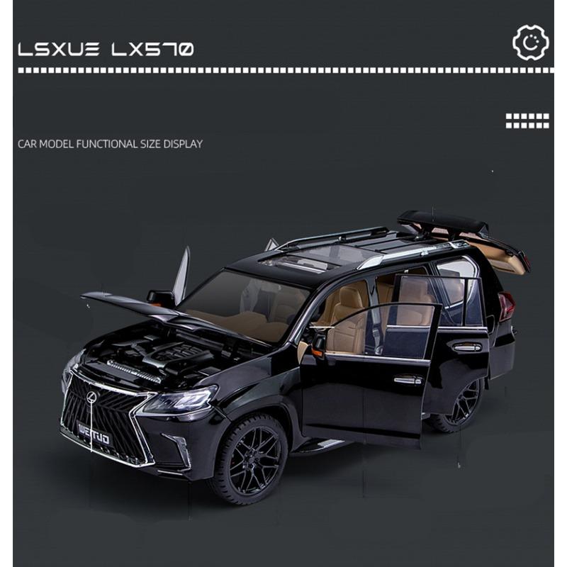 1/18 LEXUS LX570 SUV Toys Alloy Car Model Diecast Metal Giant Off-Road Vehicle Simulation Sound Light Hobbies Collectible Kid Toy Gift