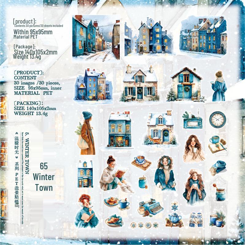Yan Ji Warm Scenery Sticker Pack: PET Journal Decoration & Collage Base - 6 Styles