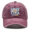 Snapback Baseball Cap With "ARGENTINA" "VAMOS ARGENTINA" Flag Printed , Adjustable Baseball Hat Headwear Solid Color Curved Brim Trendy Woman's Cap