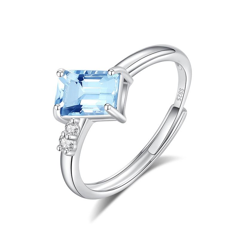 925 Sterling Silver Bowknot Crystal Ring, Adjustable Open Band with Natural Gemstone, Elegant Luxury Women's Jewelry, Perfect Gift