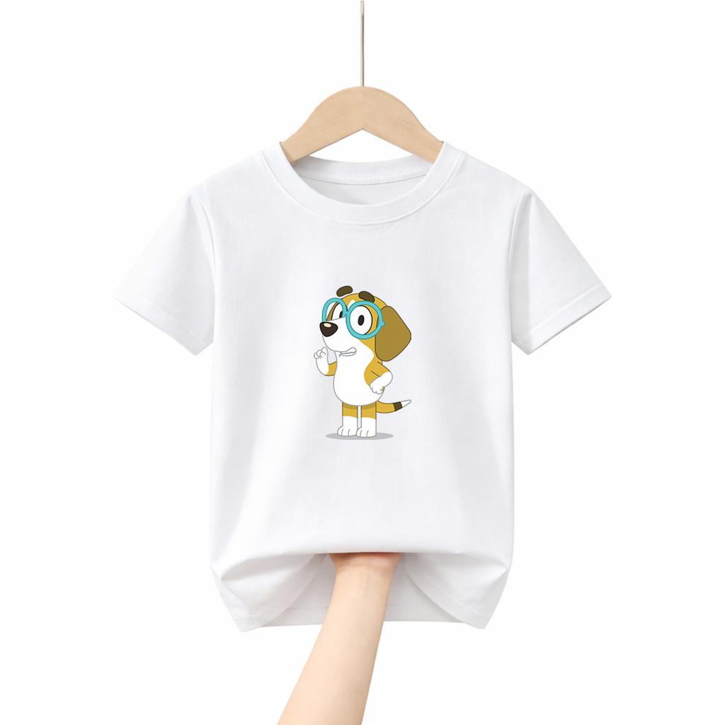 2026 New Bluey Graphic Tee for Kids 100 Percent Cotton Soft Loose Fit Tshirt Boys Girls Casual Daily Wear
