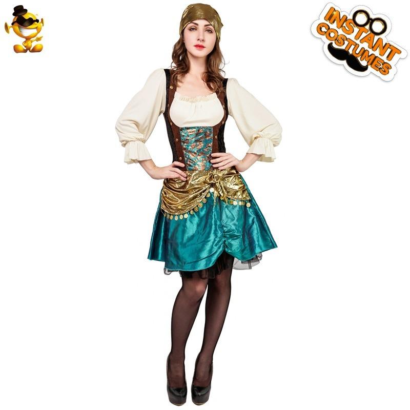 Halloween adult women's Viking ethnic girl costume, big female pirate cosplay costume