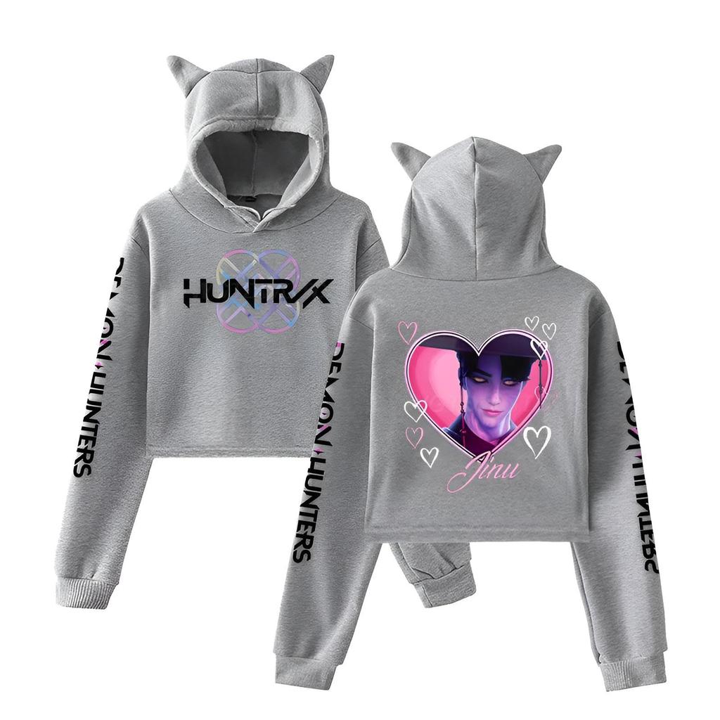 Anime Kpop Demon Hunter Saja Boy Crop Tops Women Sweatshirt Long Sleeve Girls Fashion Sweatshirts Gift