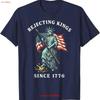 Statue Of Liberty 4th July Rejecting Kings Since 1776 T Shirt Vintage Soft Fashion Designer Clothes Graphic Comfortable