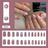 Gentle bean paste fine flash sugar check pattern sweet fashion girl gentle removable manicure tablets 24 pieces