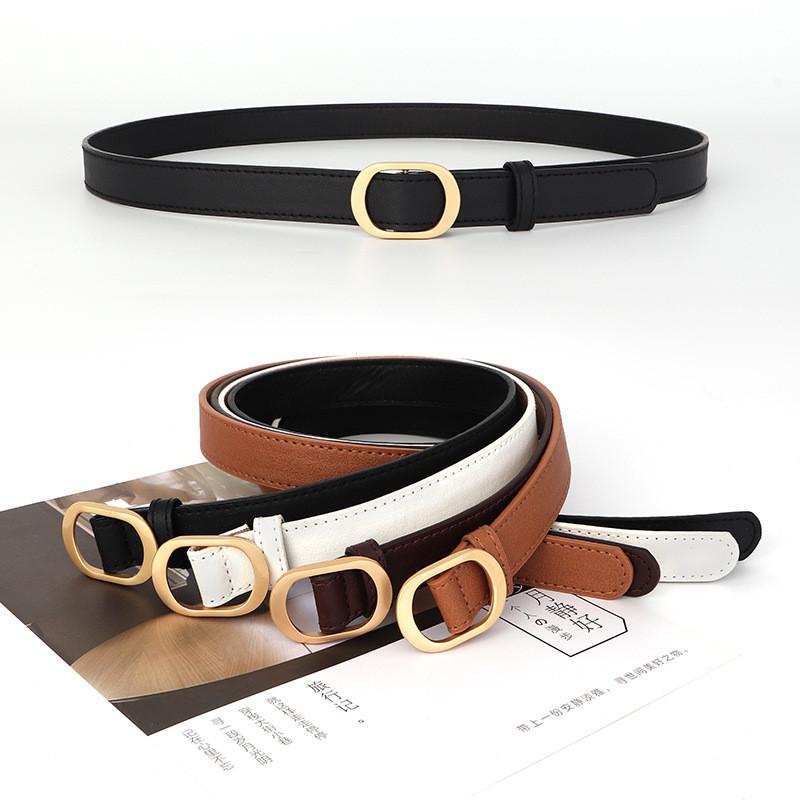 Holefree Versatile Womens Belt Black Slim Vintage Jeans Accessory Leather Pu